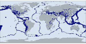 Earthquakes in 2023 (map with tectonic plate boundaries)