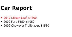 HTML Cars Report