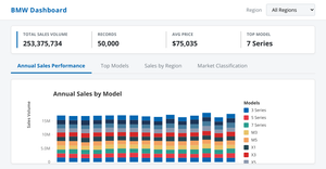 BMW Regional Sales Volume Interactive Visualization Dashboard 