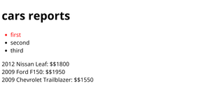 HTML Cars Report