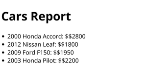 Cars Report