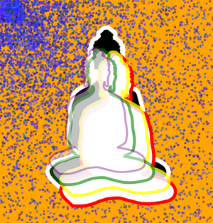 Fork of Buddha in colors -overlapping Buddha