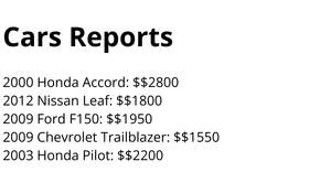 HTML Cars Report
