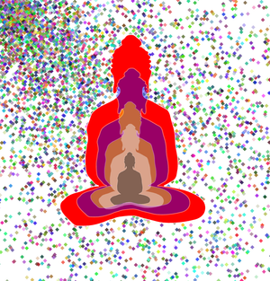 Buddha in colors -overlapping Buddha