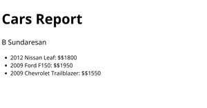 HTML Cars Report