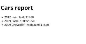 HTML Cars Report
