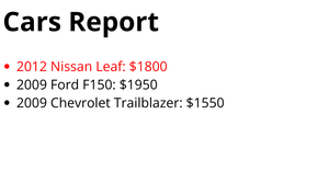 cars Report