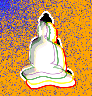 Fork of Buddha in colors -overlapping Buddha