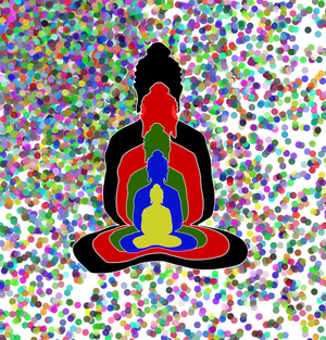 Buddha in colors -overlapping Buddha