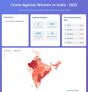Map of India : Crime Rate 2022 Women 