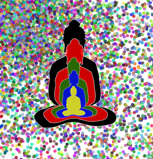 Buddha in colors -overlapping Buddha
