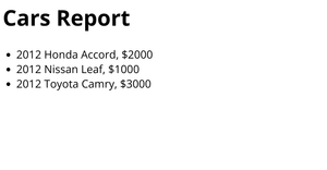 HTML Cars Report