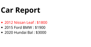 HTML Car Report