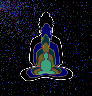 Buddha in colors -overlapping Buddha-Gnana Deepthi