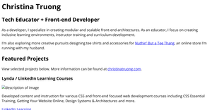 Christina Truong, Tech Educator + Front-end Developer