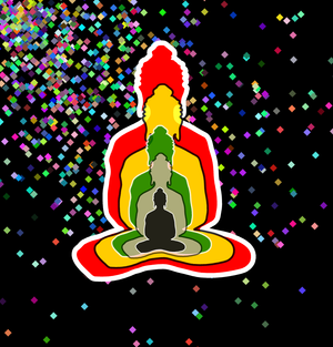 Fork of Buddha in colors -overlapping 5 Buddha images