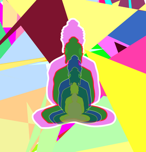 Fork of Buddha in colors -overlapping Buddha