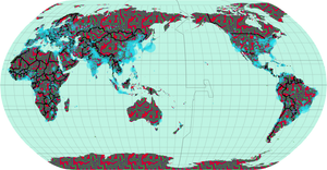 world map w/ cities
