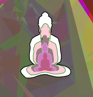 Buddha in colors -overlapping Buddha