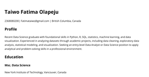 Data science Resume - Fatima