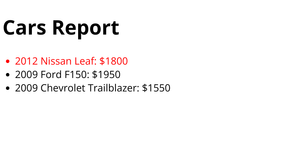 HTML Cars Report