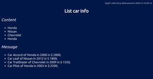 D3-coding-challenge#1:Read cars JSON data and Display in a list