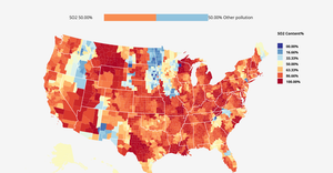 Mapping vehicle pollution and vegetation removed pollution in USA