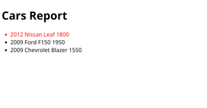 HTML Cars Report