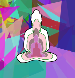 Buddha in colors -overlapping Buddha