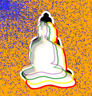 Fork of Buddha in colors -overlapping Buddha