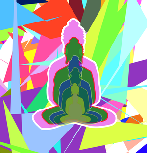 Fork of Buddha in colors -overlapping Buddha