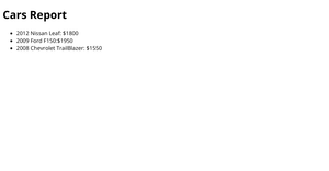 HTML Car Report