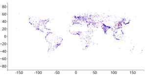 Fork of D3 Scatter Plot: geonames_cities100000.csv
