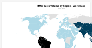 BMW volume of sales on the World Map