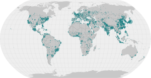 City sizes on a Map