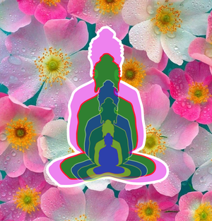 6 buddhas in flower background