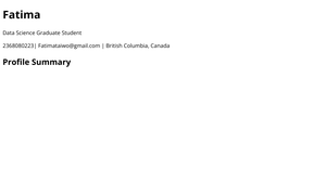 Data science Resume - Fatima