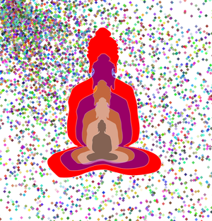 Buddha in colors -overlapping Buddha