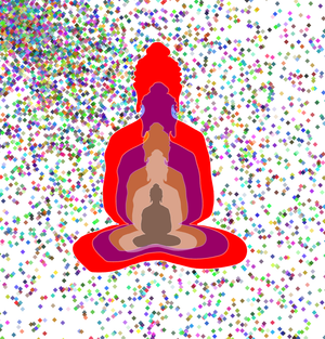 Buddha in colors -overlapping Buddha