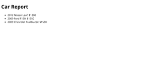 HTML Car Report
